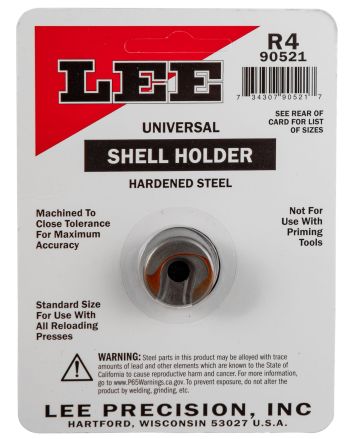 Lee Precision 90521 Shell Holder Universal Size #4R Steel Capacity 1 Casing Works With Standard Reloading Press Includes Shell Holder