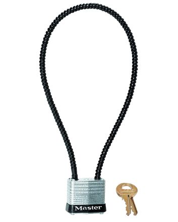 Master Lock 107DSPT Cable Lock Keyed Different Open With Key Silver Steel Firearm Fit- Universal 14"
