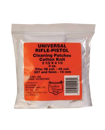Southern Bloomer 103 Cleaning PatchesCotton 2.50" x 2.50" 130 Per Bag Rifle/Handgun