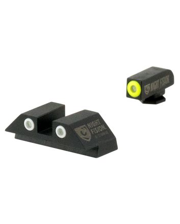 Night Fision GLK001003YGW Tritium Night Sights For GlockGreen Tritium Yellow Outline Front Sight- Green Tritium White Outline Rear Sight Glock 17/17L/19/22
