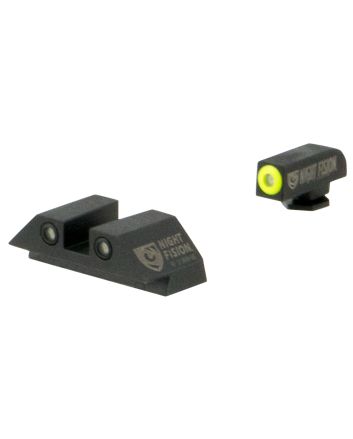 Night Fision GLK001003YGZ Tritium Night Sights For GlockGreen Tritium Yellow Outline Front Sight- Green Tritium Black Outline Rear Sight Glock 17/17L/19/22