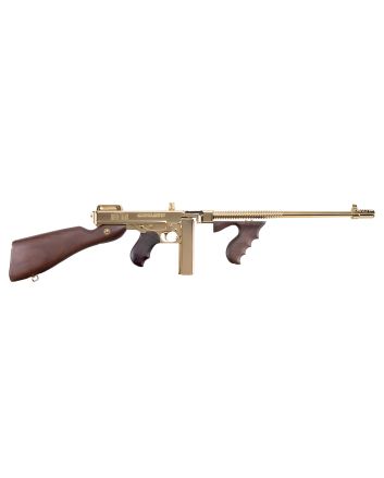 Thompson T150DTG 1927A-1 Deluxe 45 ACP Caliber with 16.50" Barrel, 20+1 Capacity (Stick), 50+1 Capacity (Drum), Titanium Gold Metal Finish, American Walnut Stock Wood Grip Right Hand