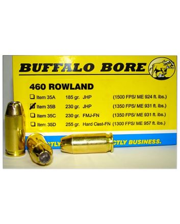 Buffalo Bore Ammunition 35B20 Personal Defense Strictly Business 460Rowland 230gr Jacket Hollow Point 20 Per Box/12 Case