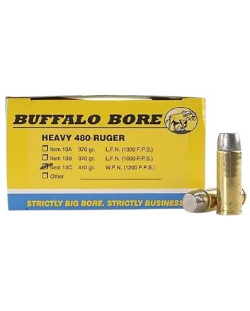 Buffalo Bore Ammunition 13C20 Heavy Strictly Business 480Ruger 410gr Wide Flat Nose 20 Per Box/12 Case