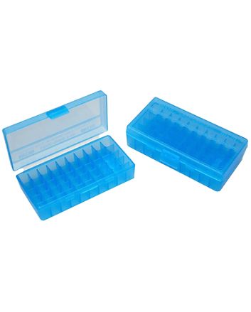 MTM Case-Gard P503824 Ammo Box Flip-Top Multi Caliber Handgun Clear Blue Polypropylene 50rd
