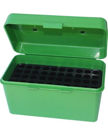 MTM Case-Gard H50RS10 Deluxe Ammo Box Round Handle Multi Caliber Rifle Green Polypropylene 50rd