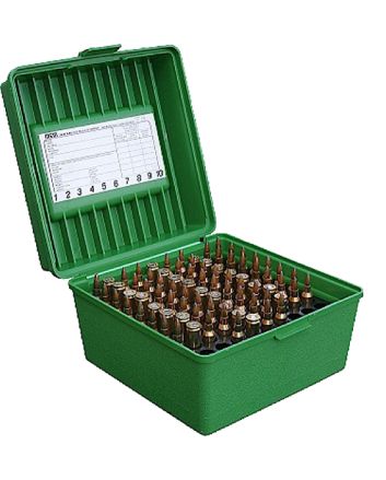 MTM Case-Gard R10010 Deluxe Ammo Box Round Handle Rifle Green Polypropylene 100rd