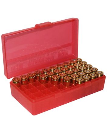 MTM Case-Gard P503829 Ammo Box Flip-Top Multi Caliber Handgun Clear Red Polypropylene 50rd