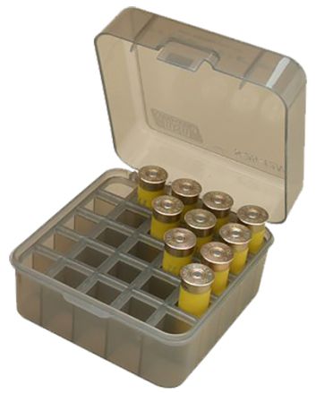 MTM Case-Gard S25D41 Shotshell Box Flip-Top Multi Gauge Shotgun Clear Smoke Polypropylene 25rd