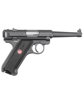 Ruger 40104 Mark IV22 LR 10+1 4.75" Satin Stainless Tapered Barrel, Blued Steel Slide &amp; Aluminum Frame, Checkered Synthetic Grip