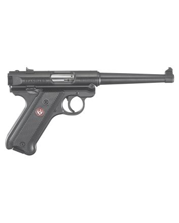 Ruger 40105 Mark IV22 LR 10+1 6" Satin Stainless Tapered Barrel, Blued Steel Slide &amp; Aluminum Frame Checkered Synthetic Grip