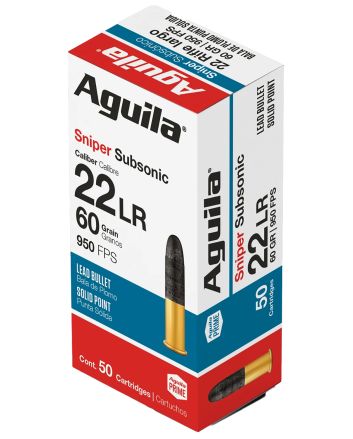 Aguila 1B220112 Sniper Subsonic Rimfire 22LR 60gr Lead Solid Point 50 Per Box/20 Case