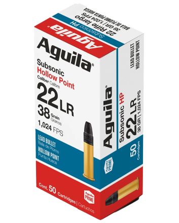 Aguila 1B220268 Subsonic Rimfire 22LR 38gr Hollow Point 50 Per Box/20 Case