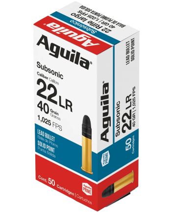 Aguila 1B220269 Subsonic Rimfire 22LR 40gr Lead Solid Point 50 Per Box/20 Case