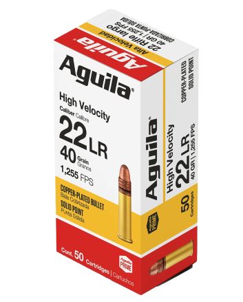 Aguila 1B220328 Super Extra Rimfire 22LR 40gr Copper Plated Solid Point 50 Per Box/40 Case