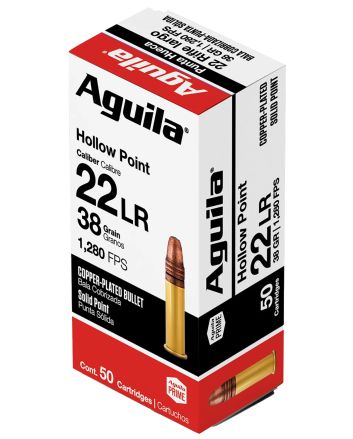 Aguila 1B220335 Super Extra Rimfire 22LR 38gr Copper Plated Hollow Point 50 Per Box/40 Case