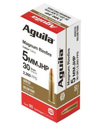 Aguila 1B222405 Target &amp; Range Rimfire 5mm Rem Mag 30gr Semi Jacketed Hollow Point 50 Per Box/20 Case