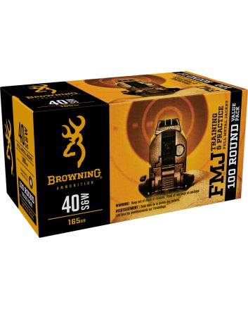 Browning Ammo B191800404 FMJ Value Pack 40S&amp;W 165gr Full Metal Jacket 100 Per Box/5 Case