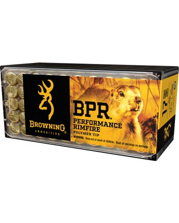 Browning Ammo B195117050 BPR Performance Rimfire17HMR 17gr Polymer Tip 50 Per Box/20 Case