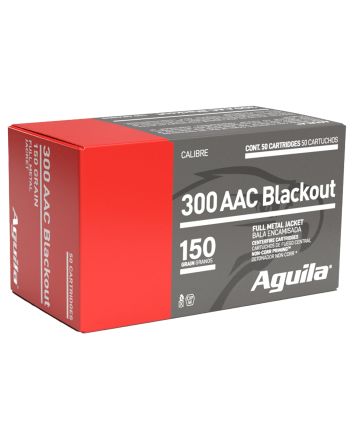 Aguila 1E300110 Target &amp; Range Rifle 300Blackout 150gr Full Metal Jacket Boat Tail 50 Per Box/20 Case