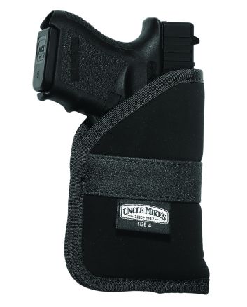 Uncle Mike's 87444 Inside The Pocket Holster Open Top Size 04 Black Nylon Pocket Fits Subcompact 9/40 Auto Right Hand
