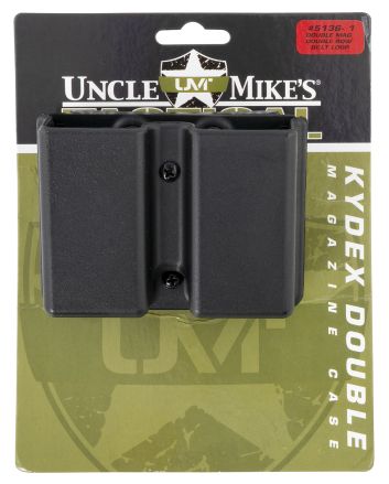 Uncle Mike's 51361 Kydex Double Mag Case Black Kydex Belt Clip 9mm Luger 40 S&amp;W Belts 1.75" Wide