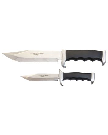 Humvee Adventure Gear HMVBC02BK Bowie Knife SetFixed Plain Spear Point Polished Stainless Steel Black Pakawood
