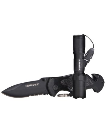 Humvee Adventure Gear HMVKCER1 Rescue Combo 3.25" Folding Spear Point Part Serrated Stainless Steel Blade Black Aluminum Handle Features Glass Breaker/Pocket Clip/Seatbelt Cutter