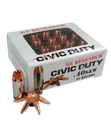 G2 Research G00620 Civic Duty40S&amp;W 122gr Copper Expansion Projectile 20 Per Box/25 Case