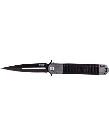 Uzi Accessories UZKFDR009 Covert3.50" Folding Spear Point Plain Black Stainless Steel Blade Black/Gray Aluminum Handle Includes Metal Clip