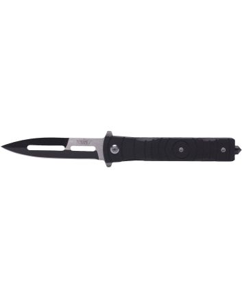 Uzi Accessories UZKFDR014 Mossad III 3.50" Folding Spear Point Plain Black/Silver Stainless Steel Blade Black G10 Handle Features Glass Breaker Includes Metal Clip