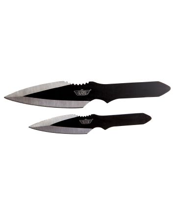 Uzi Accessories UZKTRW002 Throwing KnivesFixed Spear Point Plain Black Stainless Steel Blade Black Stainless Steel Handle Includes