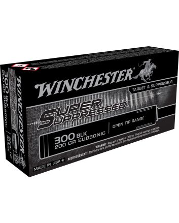 Winchester Ammo SUP300BLK Super Suppressed300Blackout 200gr Open Tip Range 20 Per Box/10 Case
