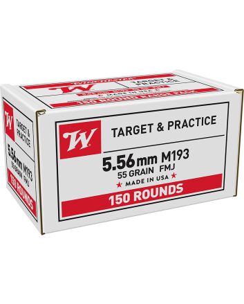 Winchester Ammo WM193150 USA M193 5.56x45mmNATO 55gr Full Metal Jacket 150 Per Box/4 Case *Value Pack