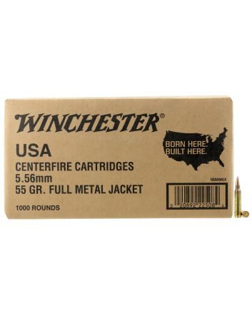 Winchester Ammo WM1931000 USA M193 5.56x45mmNATO 55gr Full Metal Jacket 1000rds *Sold by Case