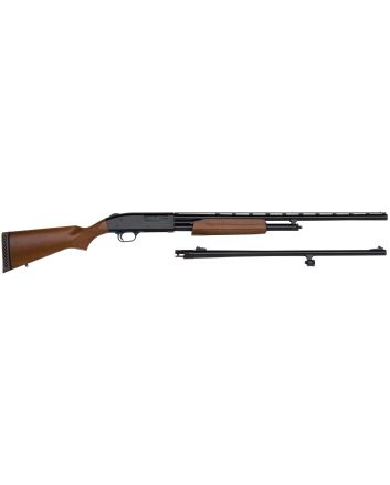 Mossberg 54282 500 Combo Full Size 20 Gauge Pump 3" 5+1 Blued 26" Slugster/24" Fully-Rifled Barrels, Blued Steel Receiver, Fixed Wood Stock, Right Hand, Fully Rifled Bore Barrel