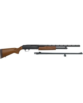 Mossberg 54188 500 Bantam Combo Youth 20 Gauge Pump 3" 5+1 Blued 22" Vent Rib/24" Fully-Rifled Barrels, Blued Steel Receiver, Fixed Wood Stock, Right Hand, Accu-Set Full Rifled Bore Choke