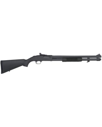 Mossberg 51663 590A112 Gauge Pump 3" 8+1 20" Black Parkerized Heavy-Walled Barrel, Black Parkerized Drilled &amp; Tapped Receiver, Black Fixed Synthetic Stock