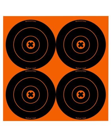 Birchwood Casey 36612 Big Burst Revealing Target Self-Adhesive Paper Black/Orange 6" Bullseye 12 Pack
