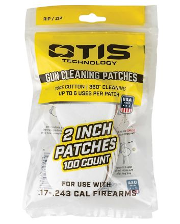 Otis FG918100 Small Caliber Cleaning Patches 17-22 Cal Rimfire Pistol/Rifle Cotton Pkg of 100