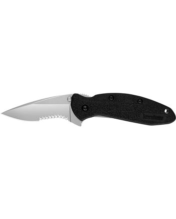 Kershaw 1620ST Scallion2.40" Folding Drop Point Part Serrated Bead Blasted 420HC SS Blade Black Glass-Filled NylonHandle Includes Pocket Clip