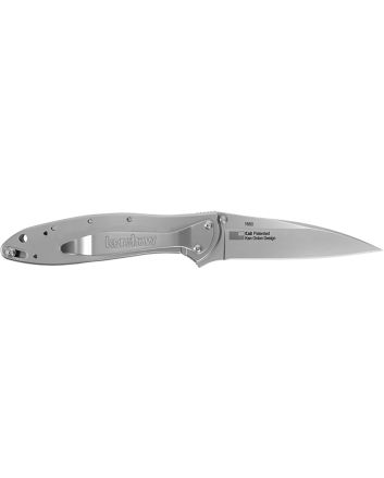 Kershaw 1660 Leek3" Folding Drop Point Plain Bead Blasted 14C28N Steel Blade, Bead Blasted 410 Stainless Steel Handle Includes Pocket Clip