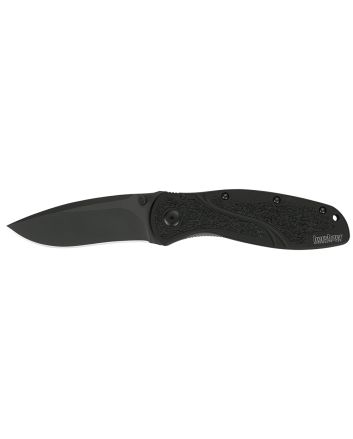 Kershaw 1670BLK Blur3.40" Folding Drop Point w/Recurve Plain Black DLC 14C28N Steel Blade Black Anodized Aluminum Handle Includes Pocket Clip
