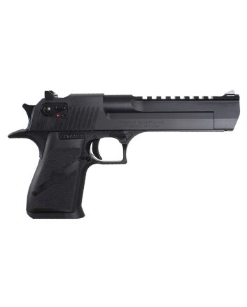 Magnum Research DE50 Desert Eagle Mark XIX 50 AE Caliber with 6" Picatinny Rail Barrel, 7+1 Capacity, Overall Black Finish Carbon Steel, Beavertail Frame, Serrated Slide &amp; Rubber Grip