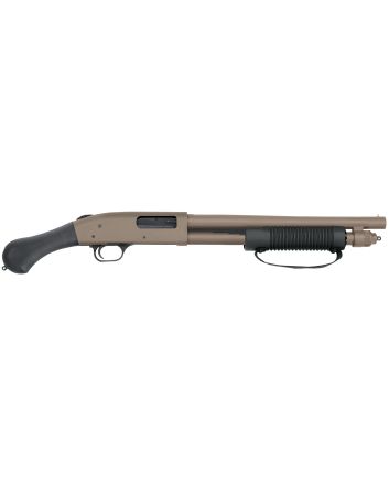 Mossberg 50653 590 Shockwave 12 Gauge 5+1 3" 14.375" Heavy Barrel, Flat Dark Earth Cerakote, Dual Extractors, Drilled &amp; Tapped Receiver, Corncob Forend w/Strap, Raptor Birdshead Grip Stock
