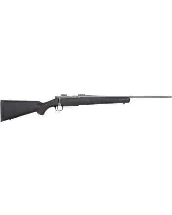 Mossberg 28005 Patriot243 Win 5+1 22" Stainless Cerakote Fluted Barrel, Stainless Cerakote Receiver Drilled &amp; Tapped, Black Fixed Synthetic Stock, Right Hand