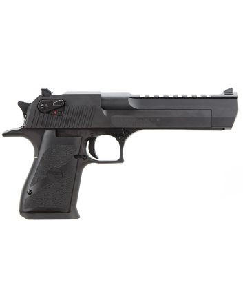 Magnum Research DE44 Desert Eagle Mark XIX 44 Rem Mag Caliber with 6" Picatinny Rail Barrel, 8+1 Capacity, Overall Black Finish Carbon Steel, Beavertail Frame, Serrated Slide &amp; Rubber Grip