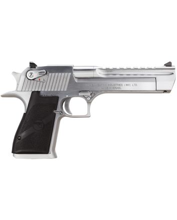 Magnum Research DE44BC Desert Eagle Mark XIX 44 Rem Mag Caliber with 6" Picatinny Barrel, 8+1 Capacity, Overall Brushed Chrome Finish Carbon Steel, Beavertail Frame, Serrated Slide &amp; Black Rubber Grip