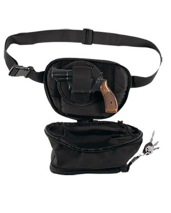 Bulldog BD850 Fanny Pack Small Handgun Holster Black Water-Resistant Nylon, Fits Up To 50" Waist, Ambidextrous
