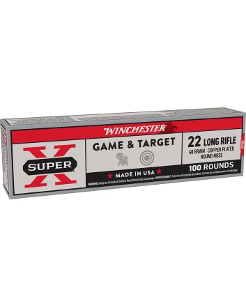 Winchester Ammo X22LRSS1 Super X22LR 40gr Super Speed Round Nose Copper Plated 100 Per Box/20 Case
